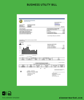 USA Washington Su Service İşletme Fatura Fatura Şablon in Word and PDF formats