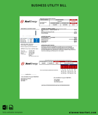 USA Xcel Energy İşletme Fatura Fatura