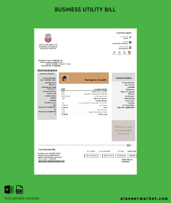 United Arab Emirates Abu Dhabi Municipality Service İşletme Fatura Fatura