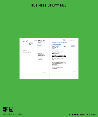United Kingdom BT İşletme Fatura Fatura 2 pages