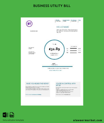 United Kingdom BT telecommunications İşletme Fatura Fatura