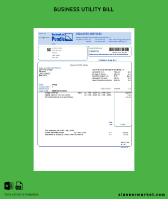 United Kingdom Borough of Pendle council tax İşletme Fatura Fatura