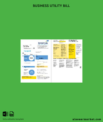United Kingdom British Gaz İşletme Fatura Fatura Şablon in Word and PDF formats fully Düzenlenebilir (2 pages) version 1