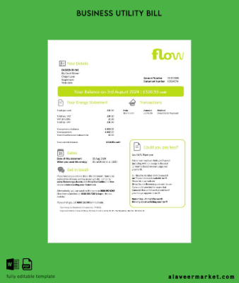United Kingdom Flow Energy İşletme Fatura Fatura