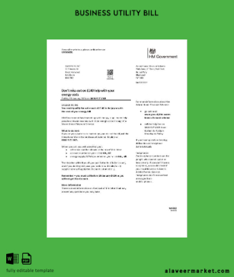 United Kingdom HM Government Warm Home Energy İşletme Fatura Fatura