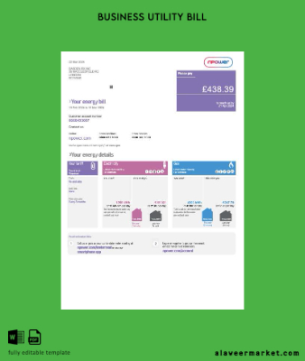 United Kingdom Npower İşletme Fatura Fatura