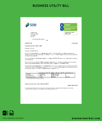 United Kingdom SSE Energy İşletme Fatura Fatura version 1