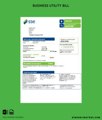 United Kingdom SSE Energy İşletme Fatura Fatura version 3