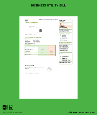 United Kingdom Scottish Power İşletme Fatura Fatura
