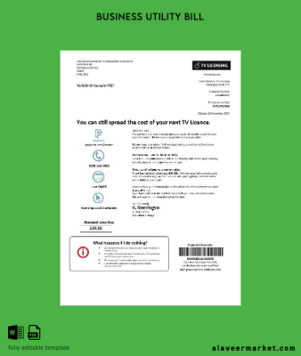 United Kingdom TV Licensing İşletme Fatura Fatura