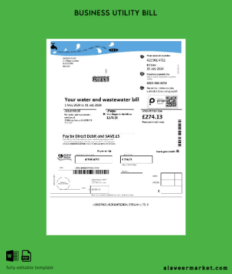 United Kingdom United Utilities Su İşletme Fatura Fatura