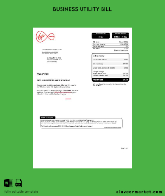 United Kingdom Virgin Media İşletme Fatura Fatura