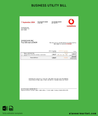 United Kingdom Vodafone İşletme Fatura Fatura