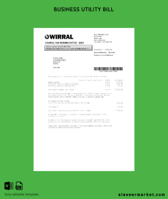 United Kingdom Wirral council tax İşletme Fatura Fatura
