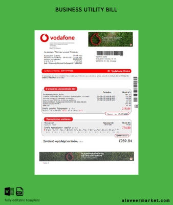 Vodafone Yunanistan Fatura İşletme Fatura