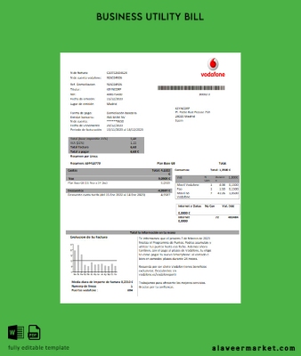 Vodafone telecommunications Fatura İşletme Fatura