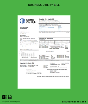 Washington Seattle City Light Fatura İşletme Fatura