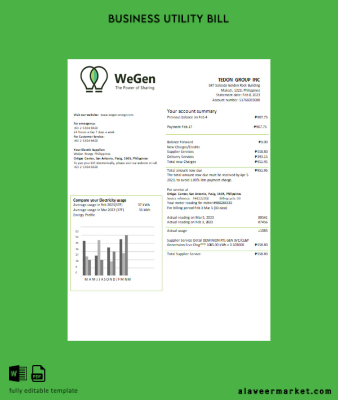 WeGen Energy Filipinler Fatura İşletme Fatura