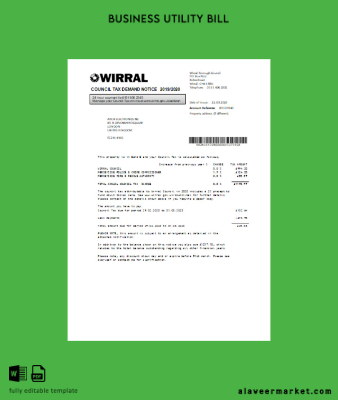 Wirral council tax İşletme Fatura