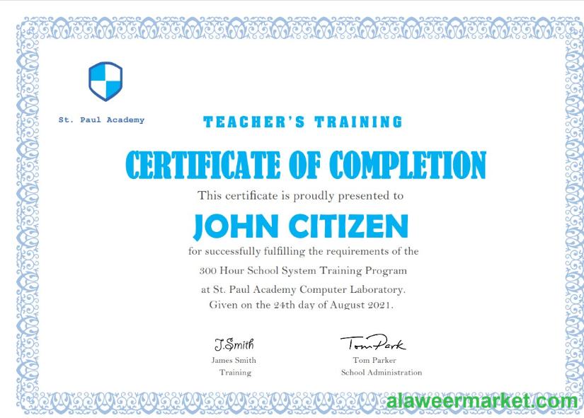 USA Teacher_s Training Completion certificate