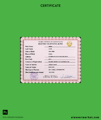 Afganistan vital record birth Sertifika PSD