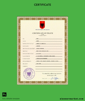Arnavutluk death Sertifika PSD