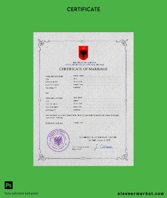 Arnavutluk marriage Sertifika PSD Şablon