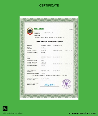 Arnavutluk marriage Sertifika Word