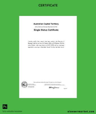 Avustralya Avustralya Capital Territory divorce Sertifika Şablon in Word