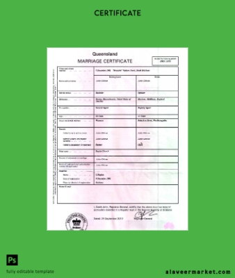 Avustralya Brisbane general registry marriage Sertifika