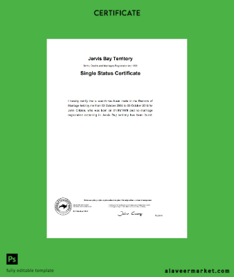 Avustralya Jervis Bay Territory divorce Sertifika Şablon in Word format