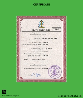 Bahamas vital record death Sertifika PSD Şablon