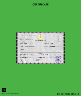 Bangladeş vital record birth Sertifika PSD Şablon
