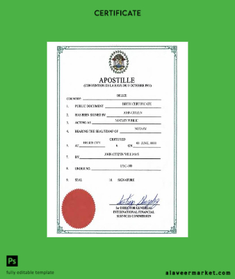 Belize birth certif, Apostille VERSION 2