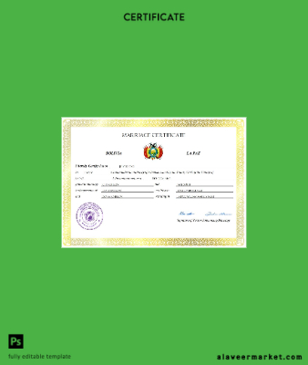 Bolivya marriage Sertifika Word and PDF Şablon