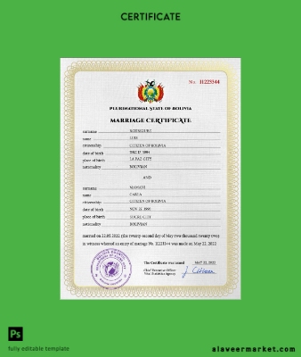 Bolivya marriage Sertifika