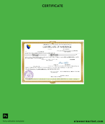 Bosnia & Herzegovina marriage Sertifika Word and PDF Şablon