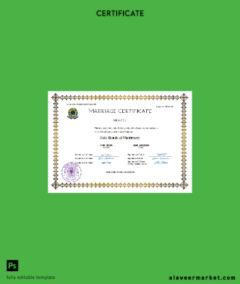 Brezilya marriage Sertifika Word and PDF Şablon