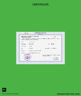 Brunei vital record death Sertifika PSD Şablon