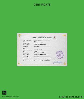 Burkina Faso marriage Sertifika PSD Şablon