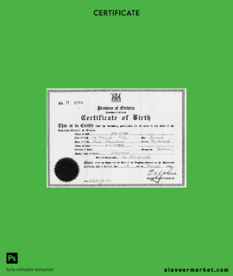 Kanada Deputy Registrar General birth Sertifika