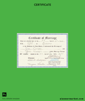 Kanada Province of Nova Scotia marriage Sertifika Şablon in PSD