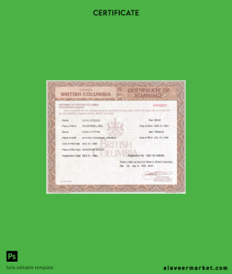 Kanada Vital statistics agency Sertifika of marriage