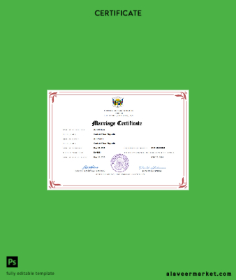 Central African Republic marriage Sertifika Word and PDF Şablon