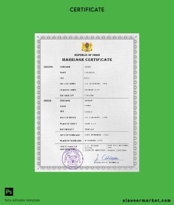 Chad marriage Sertifika PSD Şablon