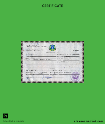 Şili vital record birth Sertifika PSD Şablon