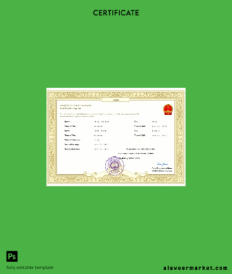 Çin marriage Sertifika Word and PDF Şablon