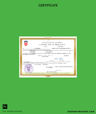 Hırvatistan marriage Sertifika Word and PDF Şablon
