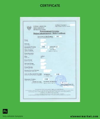 Kıbrıs Registry of Population birth Sertifika