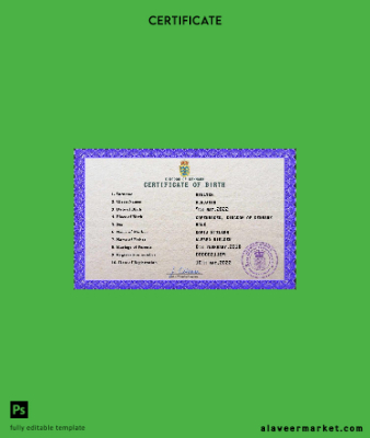 Danimarka birth Sertifika PSD Şablon